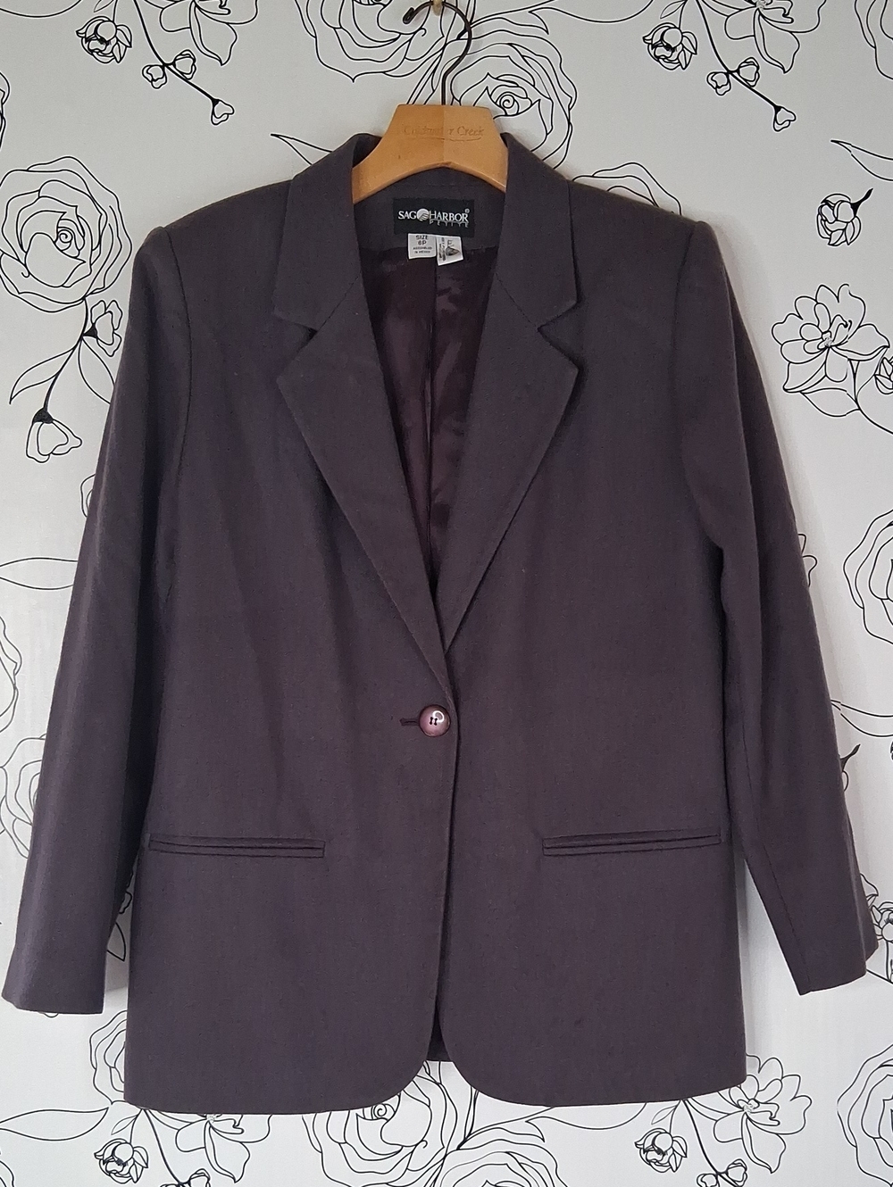 *Flaw* Sag Harbor Women's Purple Single-Button Blazer 100% Pure Wool 6P
